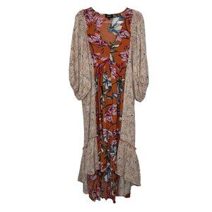 Gigio High Low Dress Floral Mixed Media
